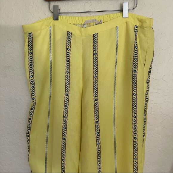 Soft Surroundings Laguna Boho Bohemian Crop Pants Yellow Women’s‎ Size Large - Picture 10 of 11